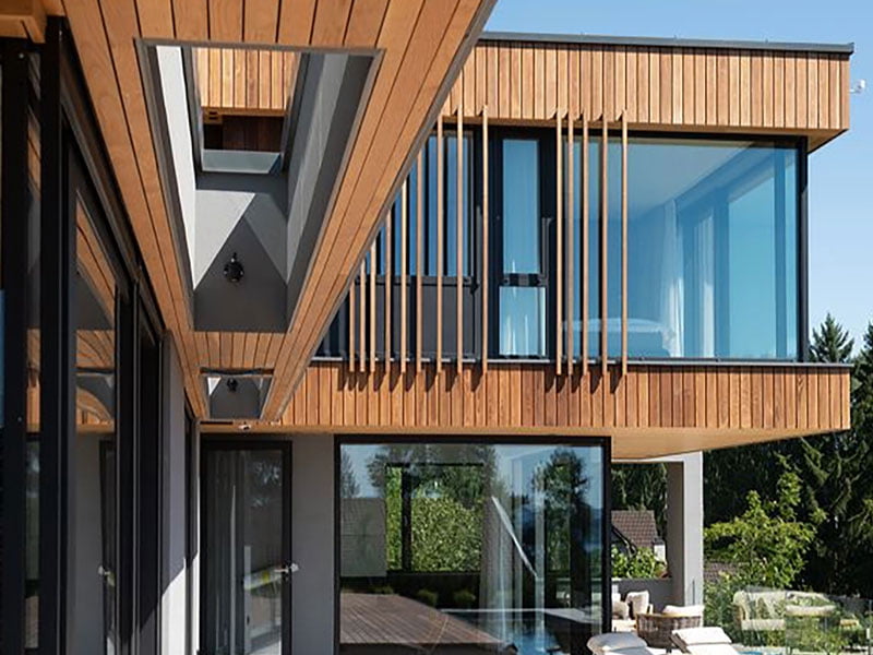 premium Wood essen gevelbekleding luxe bungalow